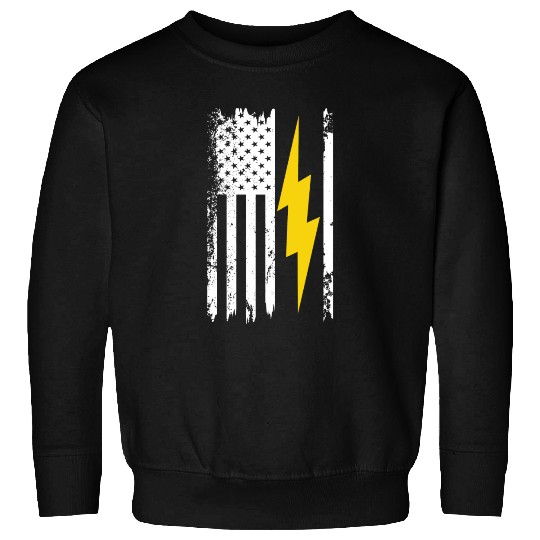 Cool Lightning Bolt And Flag Electrician Sweatshirts