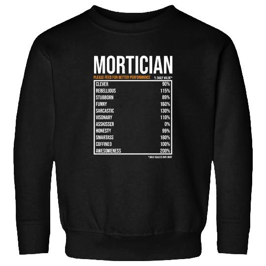 Mortician Daily Value funny Mortician Sweatshirts