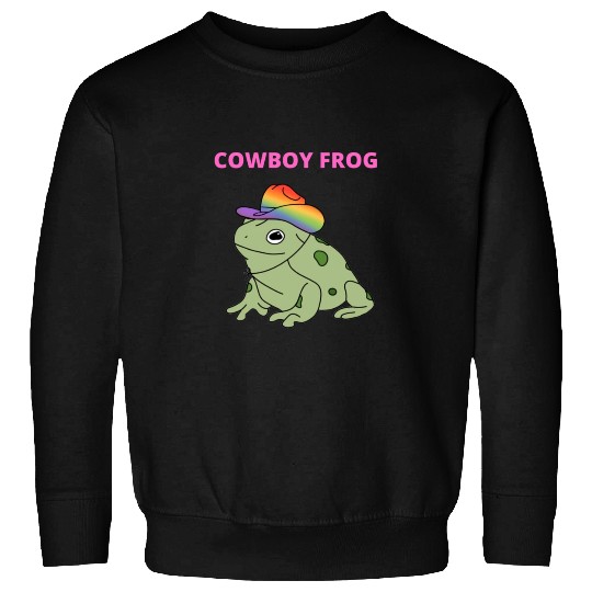 Cute frog in pride color cowboy hat Sweatshirts