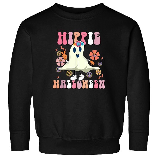 Ghost Hippie Halloween Cute Girl Retro Flower Sweatshirts