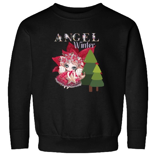 Winter Angel Christmas Tree Poinsettia Sweatshirts