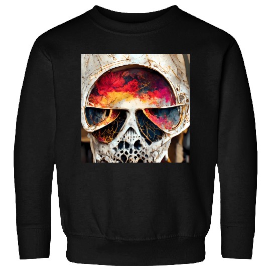 Extremely Realistic Skull in Abstract Art Sweatshirts
