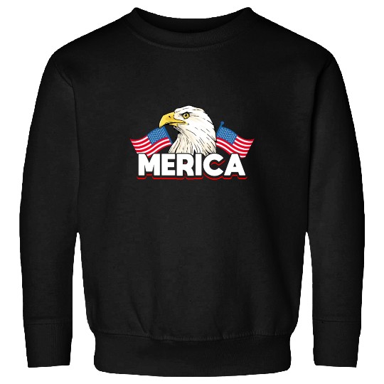 Merica Bald Eagle US Flag Independence Sweatshirts