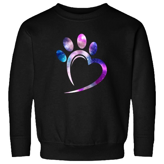 Galaxy Cat Paw Heart Cat Lover Sweatshirts