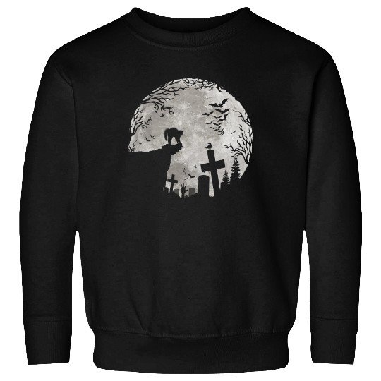 Halloween Black Cat Werewolf Full Moon Bats trick Sweatshirts