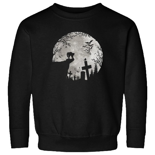 Halloween Black Cat Werewolf Full Moon Bats trick Sweatshirts