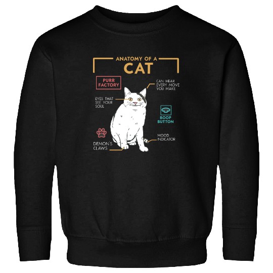Funny Weird Cat Meme Smiling, Anatomy of A Cat Sweatshirts