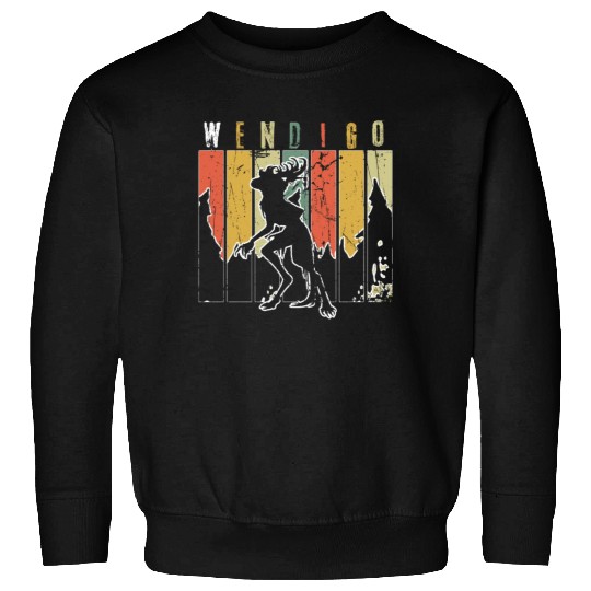 Retro Folk Wendigo Halloween Cryptid Monster Sweatshirts