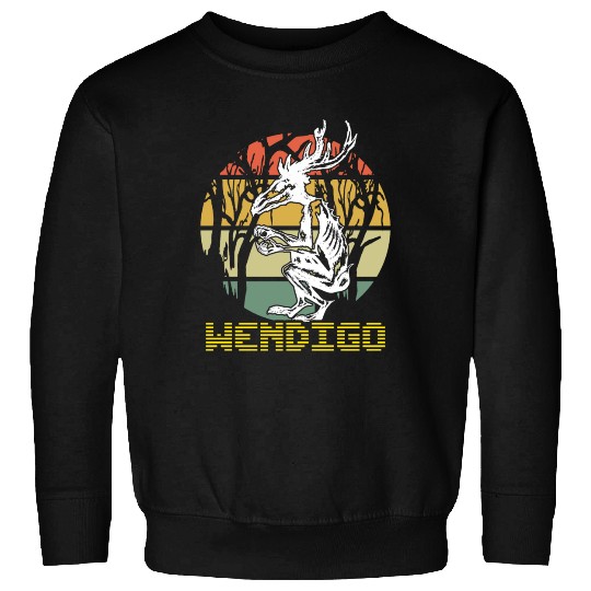 Vintage Folk Wendigo Halloween Cryptid Monster Sweatshirts