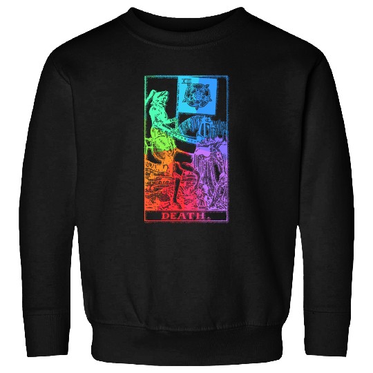Death Tarot Card Psychic Occult Pagan Witch Rainbo Sweatshirts