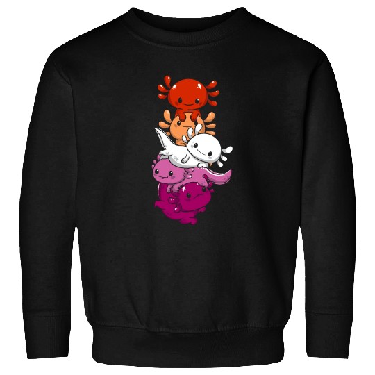 Subtle Lesbian Pride Flag Kawaii Axolotl LGBTQ Sweatshirts