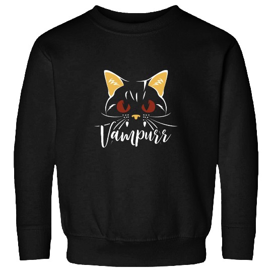 Vampurr Vampire Trick Or Treating Cat Halloween Sweatshirts