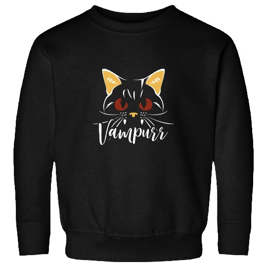 Vampurr Vampire Trick Or Treating Cat Halloween Sweatshirts