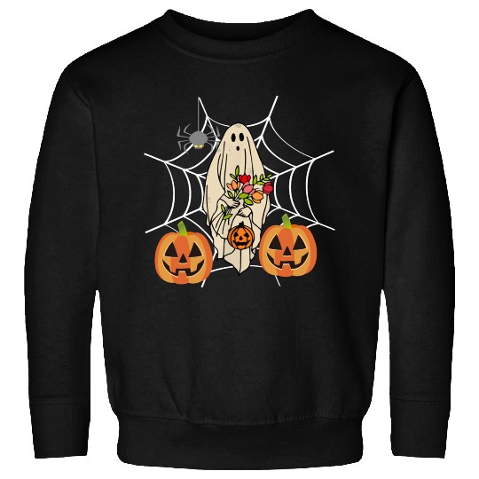 Halloween Costume Floral Ghost Pumpkin SpiderWeb Sweatshirts