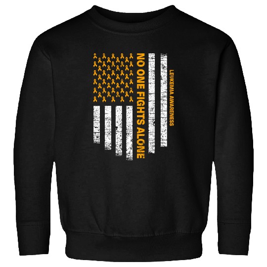 No One Fights Alone Usa Flag Leukemia Awareness Sweatshirts