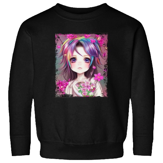 Anime Kawaii Chibi Girl Flowers Blossoms Gift Sweatshirts