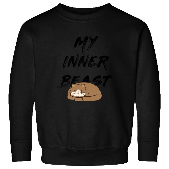 My inner beast quotes with cute cat sleeping Sweatshirts