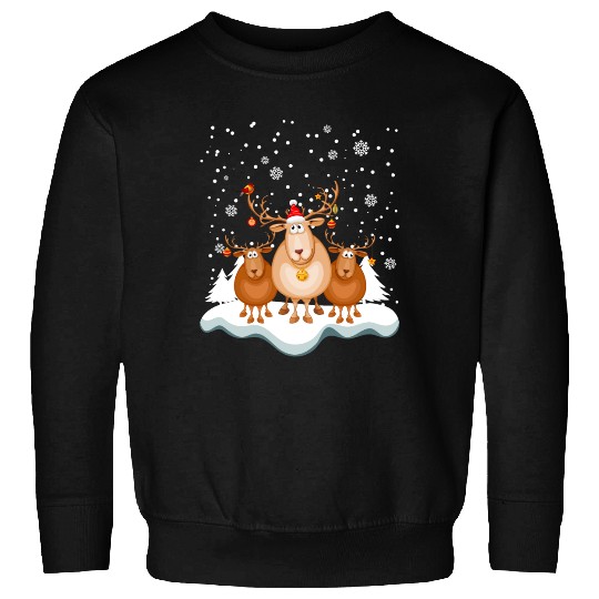 Funny Reindeer Red Nose Santa Snowflake Sweatshirts