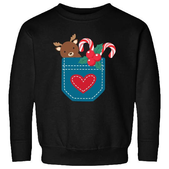 Christmas moose peppermint pocket Sweatshirts