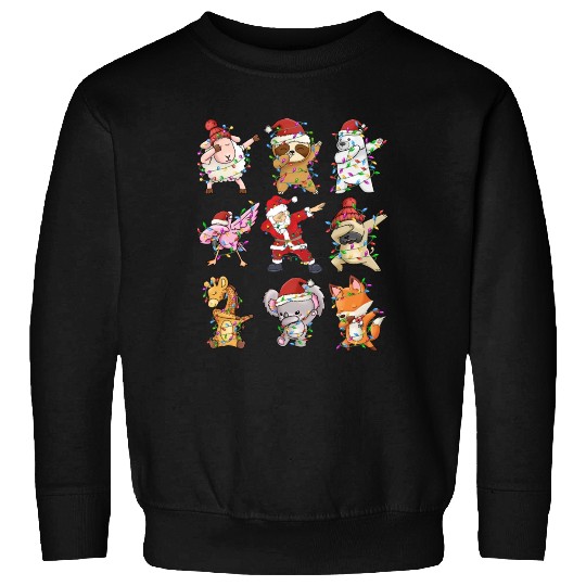 Dabbing Santa Animal Friends Christmas Kids Boys Sweatshirts