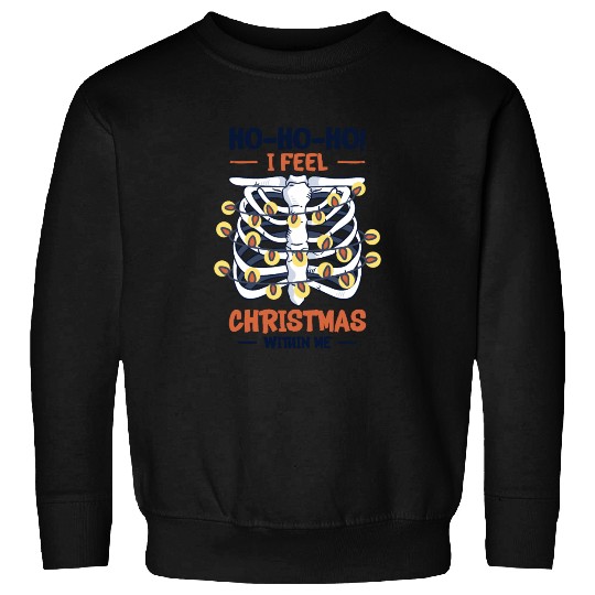 Christmas Holiday Skeleton Rib Cage Radiology Sweatshirts