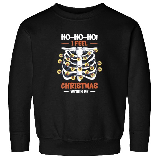 Christmas Holiday Skeleton Rib Cage Radiology Sweatshirts