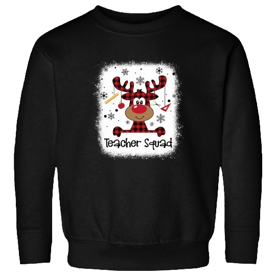 Bleached Teacher Squad Reindeer Funny Teacher Sweatshirts