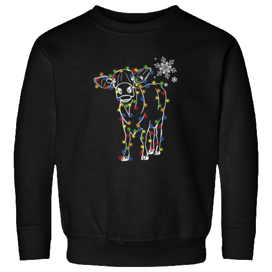 Cow Christmas Light Tree Cow Xmas Snow Lover Sweatshirts