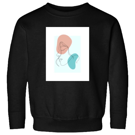 beige minimalist woman line art Sweatshirts