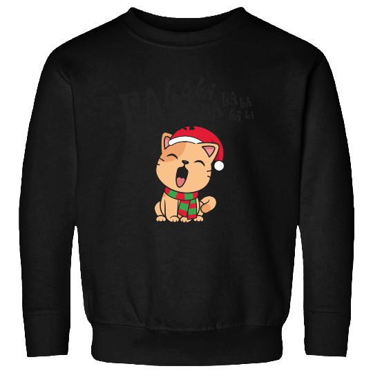 Cute Christmas Cat Singing Fa la la la Song Sweatshirts