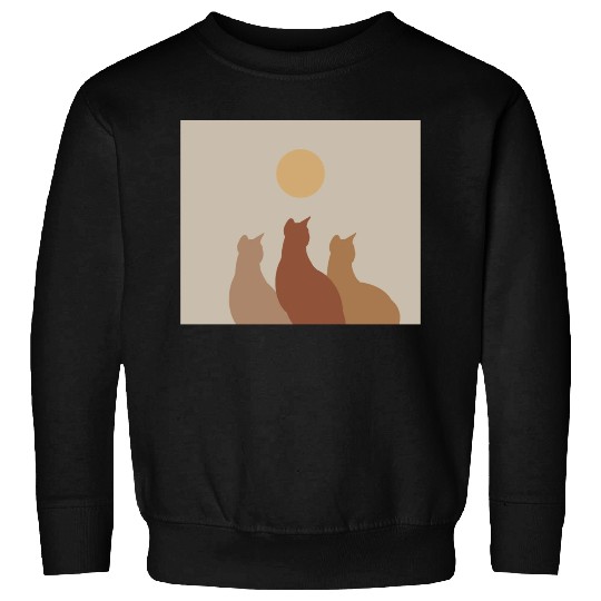 Abstract Boho Cats Relaxed Aesthetic Beige Minimal Sweatshirts