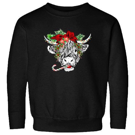 Christmas Highland Cow Merry Christmas Sweatshirts