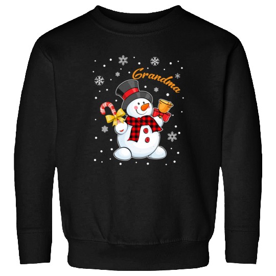 Grandma Snowman Candy Cane Christmas Red Plaid Sweatshirts