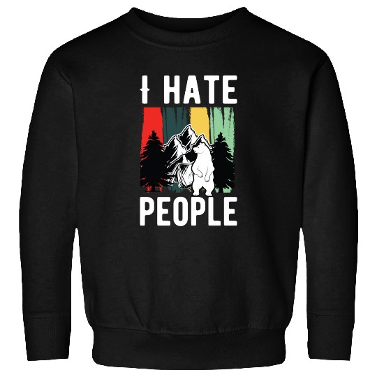 Vintage Camping Costume Of Bear Says I Hate People Sweatshirts
