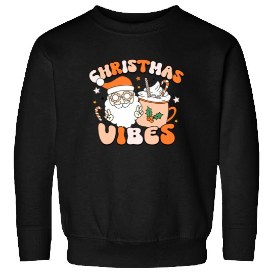Retro Groovy Christmas Vibes Cute Santa Claus Xmas Sweatshirts