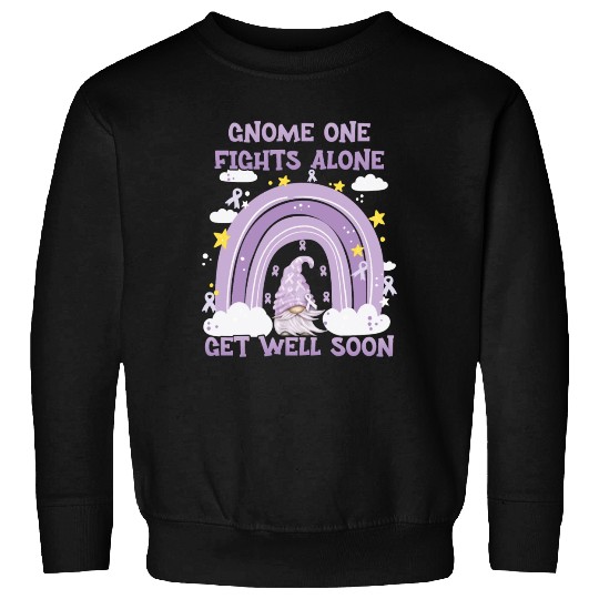 Gnome One Fights Alone Lavender | Fight The Cancer Sweatshirts