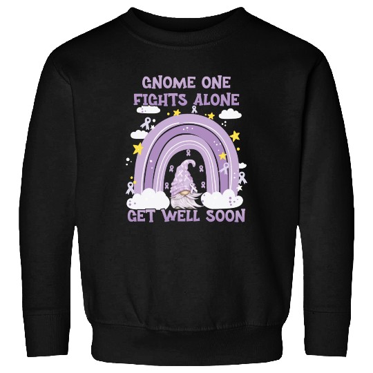 Gnome One Fights Alone Lavender | Fight The Cancer Sweatshirts