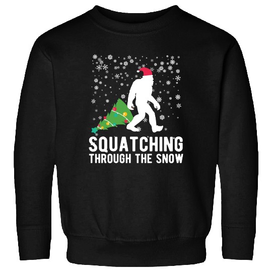 Christmas Bigfoot Squatching In The Snow Funny Sweatshirts