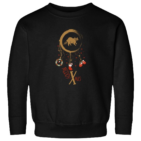 Winter dreamcatcher Christmas Raccoon Sweatshirts