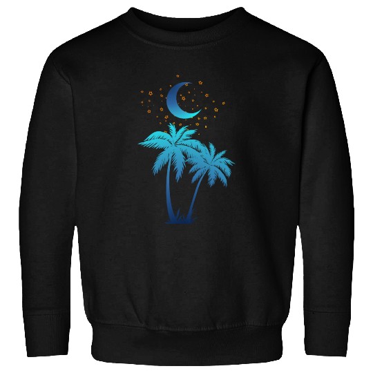 Palm Tree and the Moon Under the Stars, Nature Gif Sweatshirts