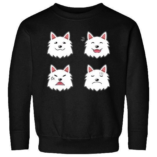 Funny White Dog Cartoon Faces Sweatshirts