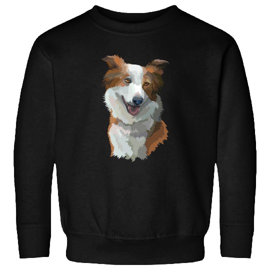 Cute Brown Border Collie Dog Watercolor Painting Sweatshirts