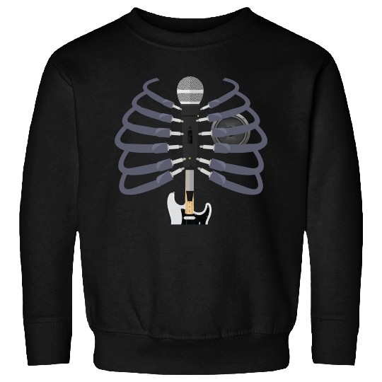 Cool Guitar Microphone Speaker Heart Music Ribcage Sweatshirts
