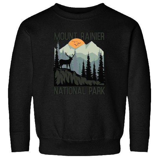 Mount Rainier National Park Mountains Deer Sweatshirts