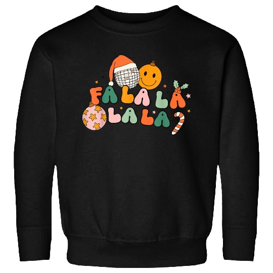 Retro Groovy Fa La La Christmas Cute Santa Hat Sweatshirts