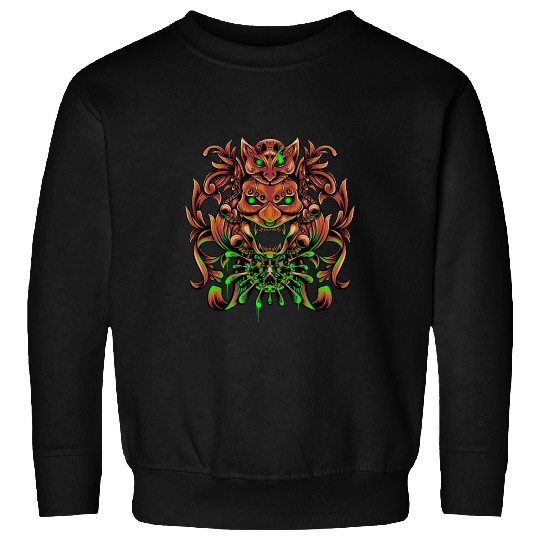 Bronze Neon Oni Mask Sweatshirts
