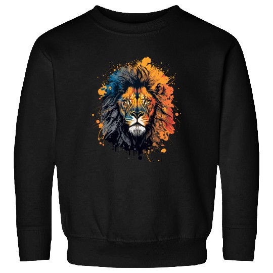 Ink Painting of Lion Head Sweatshirts