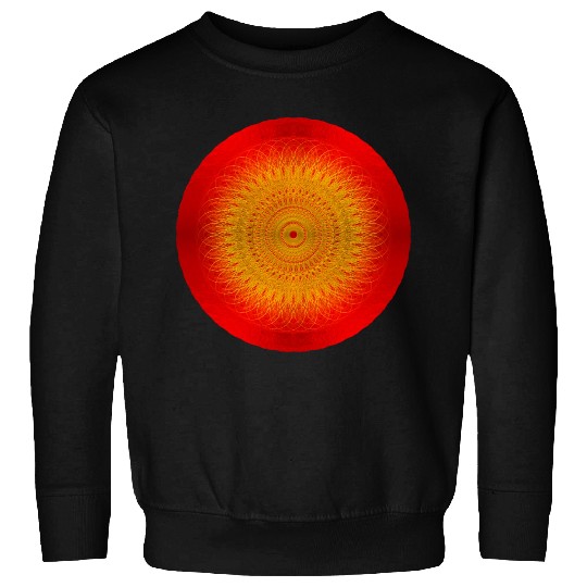 Red Circle Golden Sun Illustration Sweatshirts