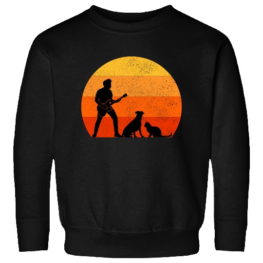 Bass Guitar Player Musician Bassist Cat Dog Animal Sweatshirts