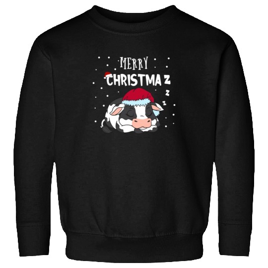Funny Cow Merry Christmaz Christmas Farmer Sweatshirts